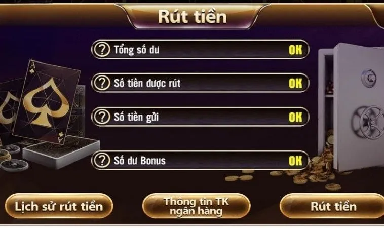 Giao diện Rút Tiền KU68